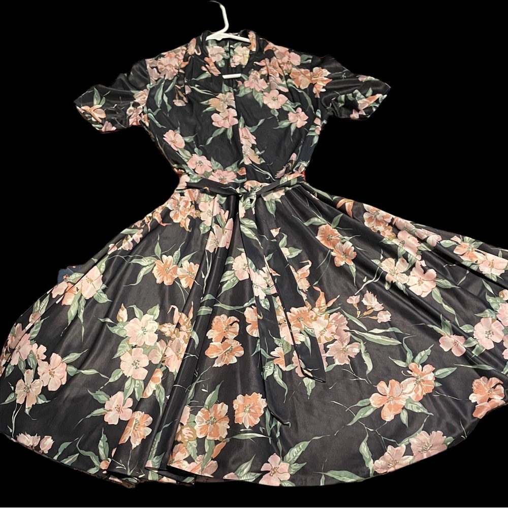 Floral dress grey and pink